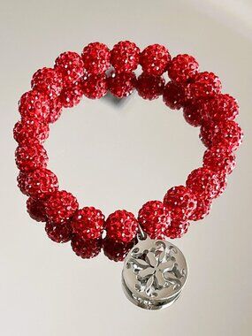 Rustic Cuff Metal Stainless Steel Shambala Beaded Stretch Bracelet
